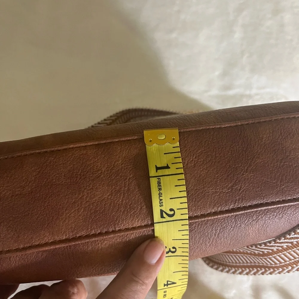 Bostanten Brown Women’s Crossbody Bag with Patterned‎ Strap
